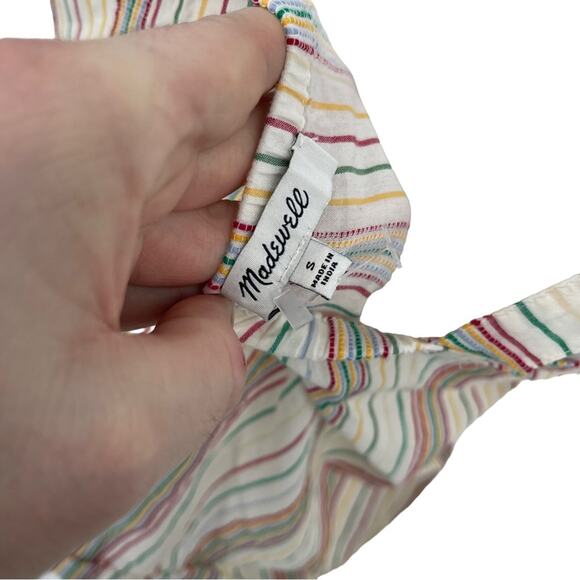 Madewell Women’s Button-Front Multicolored Striped Cropped Cami Top Size Small - Picture 5 of 6